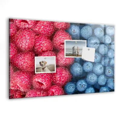 Magnetic wall board with blueberries and raspberries