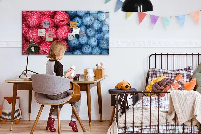 Magnetic wall board with blueberries and raspberries