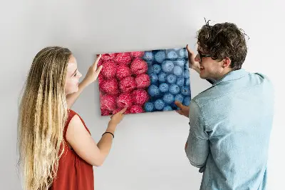 Magnetic wall board with blueberries and raspberries