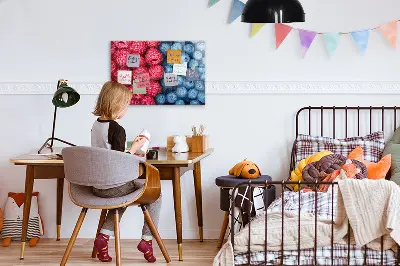 Magnetic wall board with blueberries and raspberries