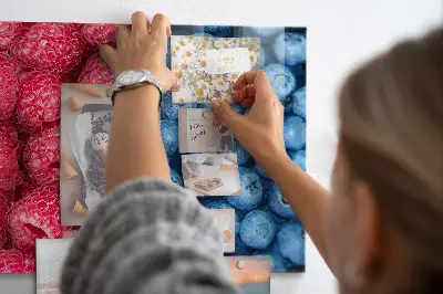 Magnetic wall board with blueberries and raspberries