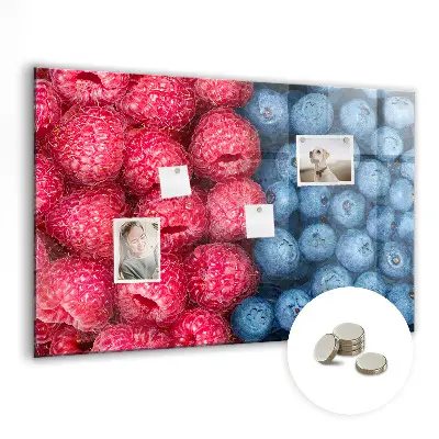 Magnetic wall board with blueberries and raspberries