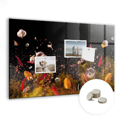 Magnetic glass dry erase board with vegetables design