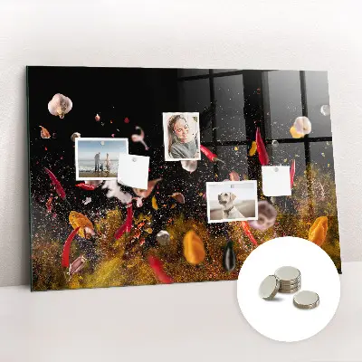 Magnetic glass dry erase board with vegetables design