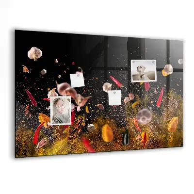 Magnetic glass dry erase board with vegetables design