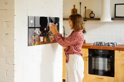 Magnetic glass dry erase board with vegetables design