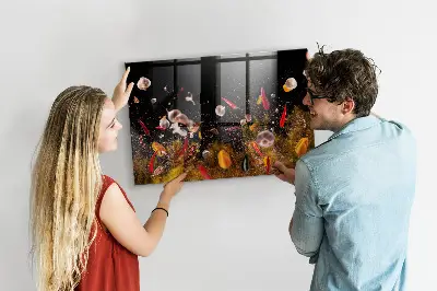 Magnetic glass dry erase board with vegetables design