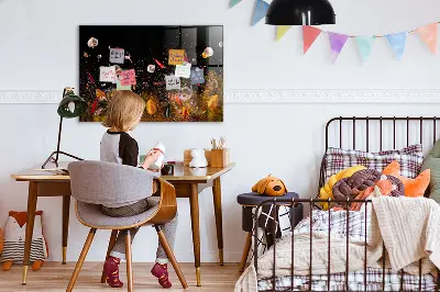 Magnetic glass dry erase board with vegetables design
