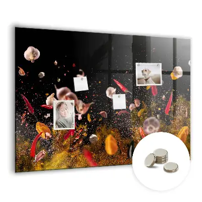 Magnetic glass dry erase board with vegetables design