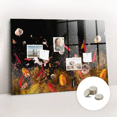 Magnetic glass dry erase board with vegetables design