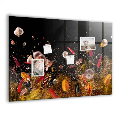 Magnetic glass dry erase board with vegetables design