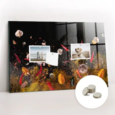 Magnetic glass dry erase board with vegetables design