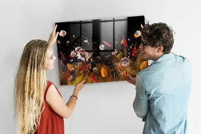 Magnetic glass dry erase board with vegetables design
