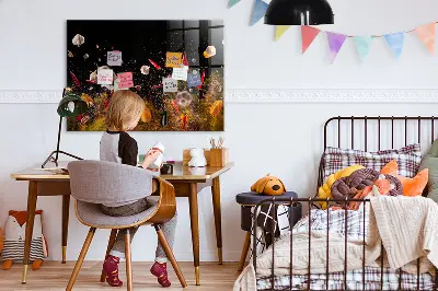 Magnetic glass dry erase board with vegetables design
