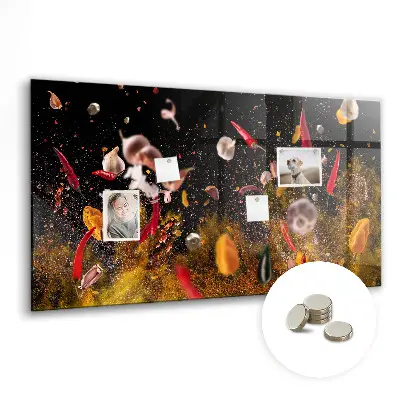 Magnetic glass dry erase board with vegetables design