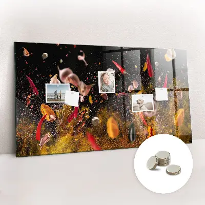 Magnetic glass dry erase board with vegetables design