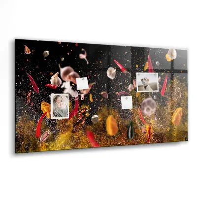 Magnetic glass dry erase board with vegetables design