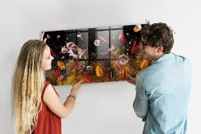 Magnetic glass dry erase board with vegetables design