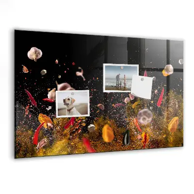 Magnetic glass dry erase board with vegetables design