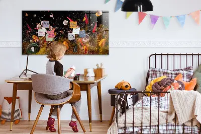 Magnetic glass dry erase board with vegetables design