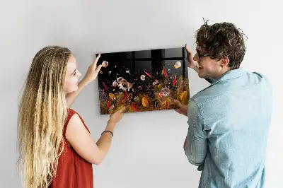 Magnetic glass dry erase board with vegetables design