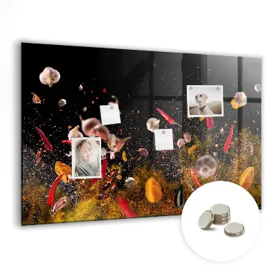 Magnetic glass dry erase board with vegetables design