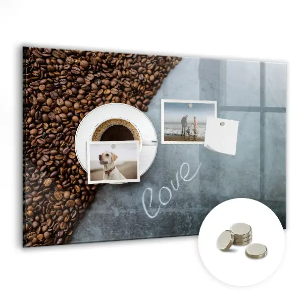 Magnetic wall board with A Cup of Coffee print