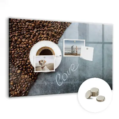 Magnetic wall board with A Cup of Coffee print