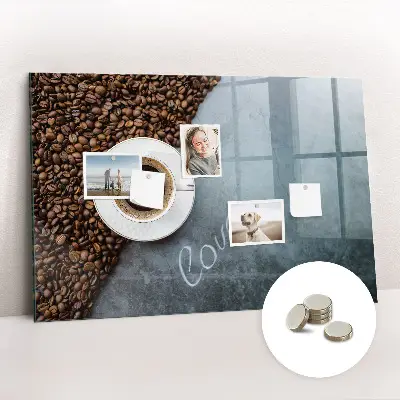 Magnetic wall board with A Cup of Coffee print