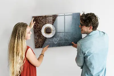 Magnetic wall board with A Cup of Coffee print