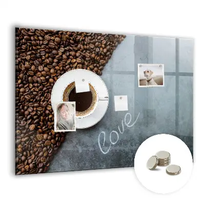 Magnetic wall board with A Cup of Coffee print