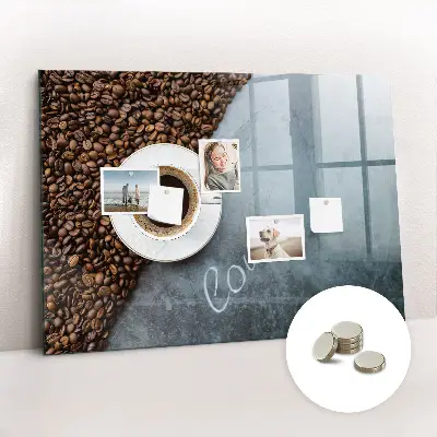 Magnetic wall board with A Cup of Coffee print
