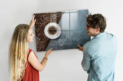 Magnetic wall board with A Cup of Coffee print