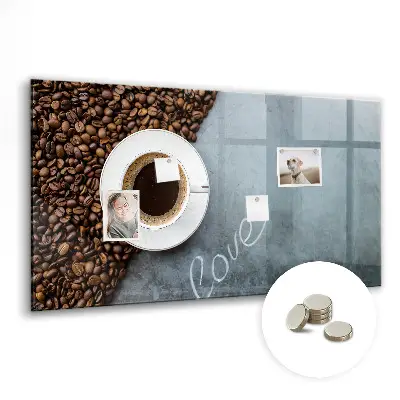 Magnetic wall board with A Cup of Coffee print