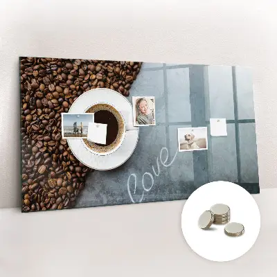 Magnetic wall board with A Cup of Coffee print