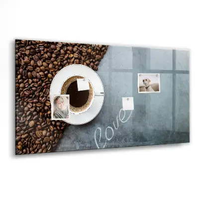 Magnetic wall board with A Cup of Coffee print