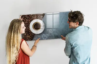 Magnetic wall board with A Cup of Coffee print