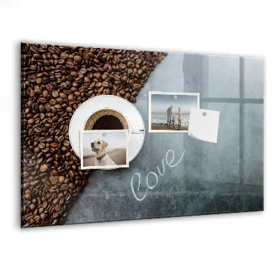 Magnetic wall board with A Cup of Coffee print