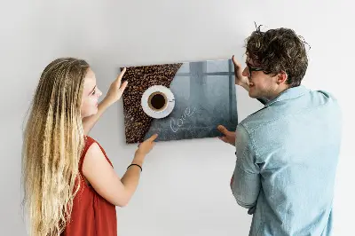 Magnetic wall board with A Cup of Coffee print