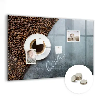 Magnetic wall board with A Cup of Coffee print