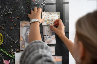 Magnetic glass dry erase board featuring spices on the counter