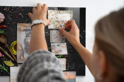 Magnetic glass dry erase board featuring spices on the counter