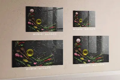 Magnetic glass dry erase board featuring spices on the counter