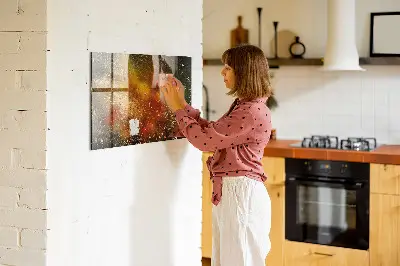 Magnetic wall board with abstract spice design