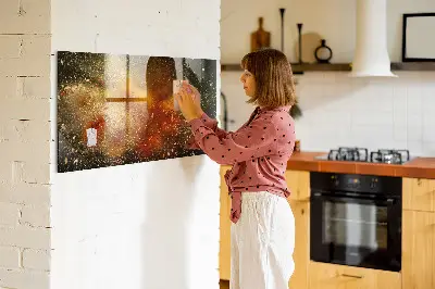 Magnetic wall board with abstract spice design