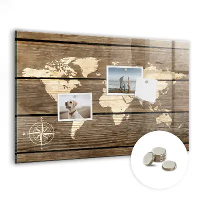 Magnetic Glass Dry Erase World Map Board