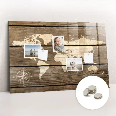 Magnetic Glass Dry Erase World Map Board