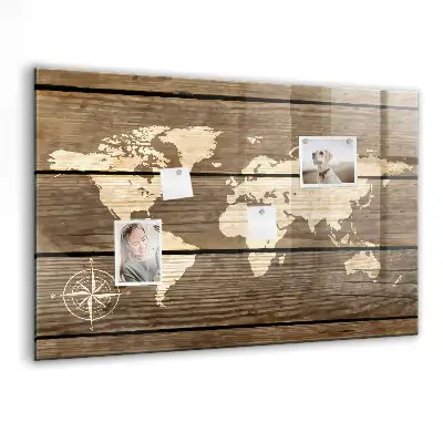 Magnetic Glass Dry Erase World Map Board