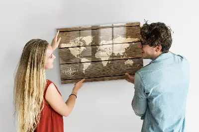 Magnetic Glass Dry Erase World Map Board