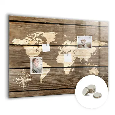 Magnetic Glass Dry Erase World Map Board